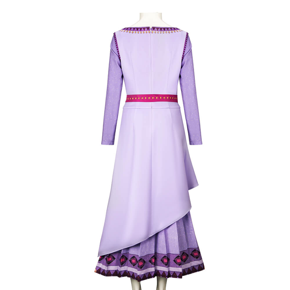 Movie Wish Asha Cosplay Costume Purple Dress for Women Girls