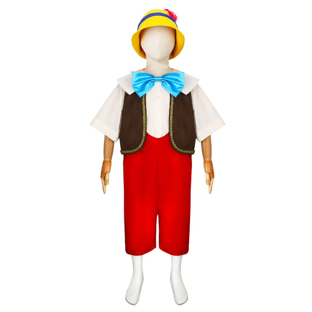 Kids Pinocchio 2022 Cosplay Costume With Hat Outfits-Takerlama