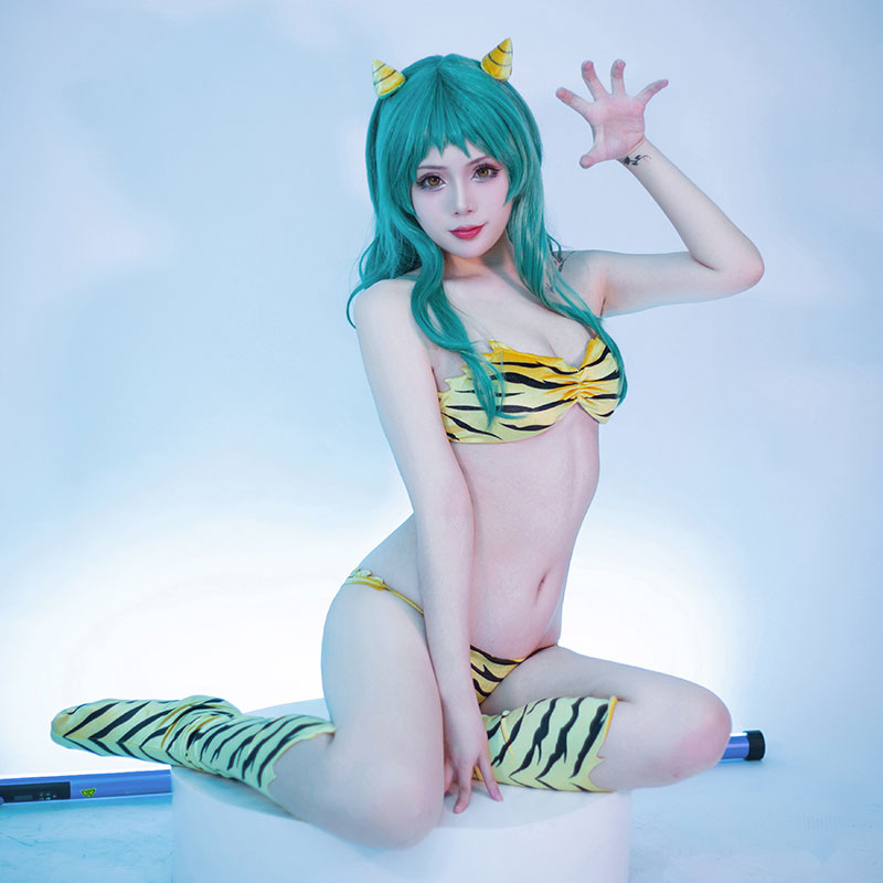 Anime Urusei Yatsura Lum Cosplay Costume Yellow Swimwear Bikini Set Women-Takerlama