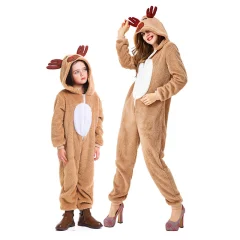 Reindeer One Piece Christmas Costume Jumpsuit Kids Adults