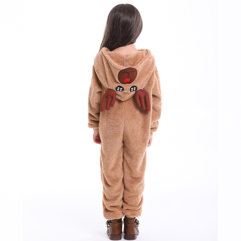 Reindeer One Piece Christmas Costume Jumpsuit Kids Adults