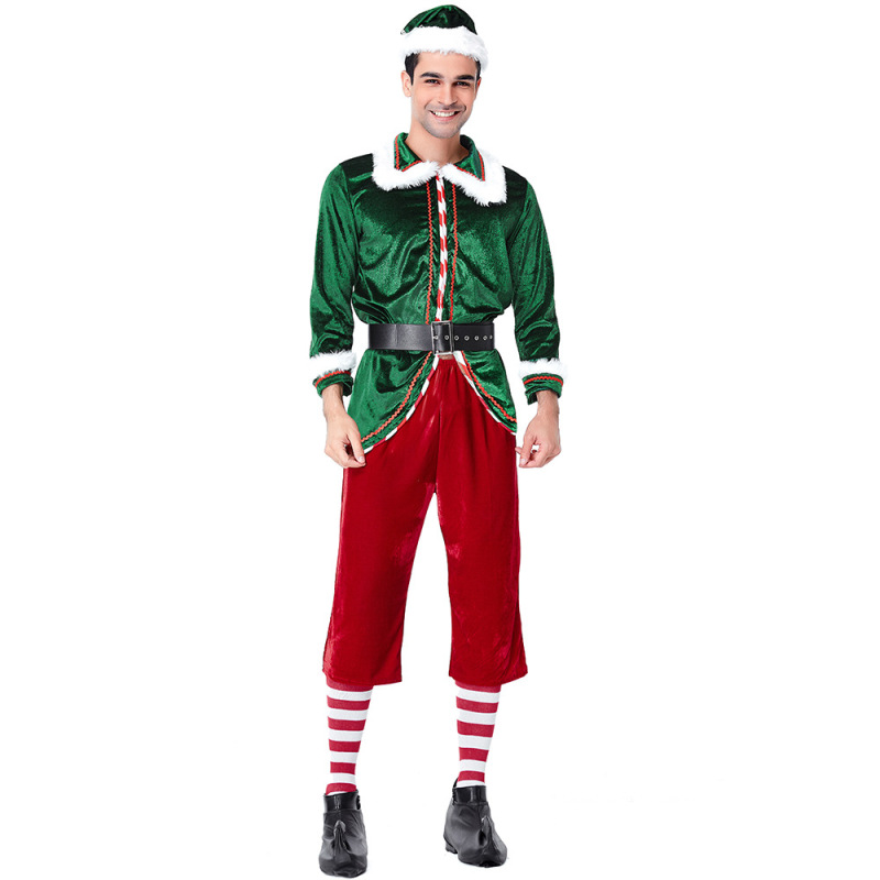 Christmas Elf Couple Costume Deluxe Santa Suit Lovers Gifts Women Men