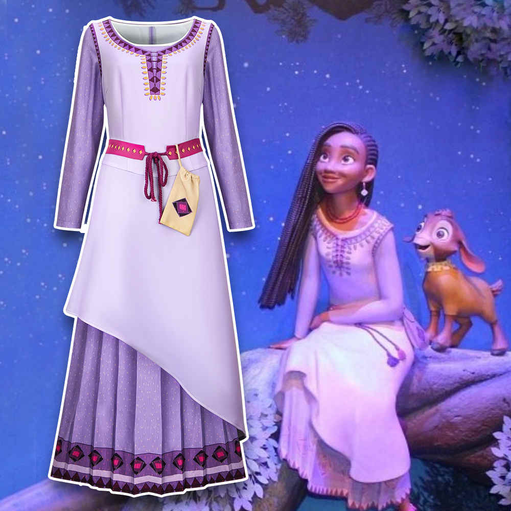 Disney Wish Asha Purple Dress Movie Cosplay Costume Women Christmas Gift  Takerlama