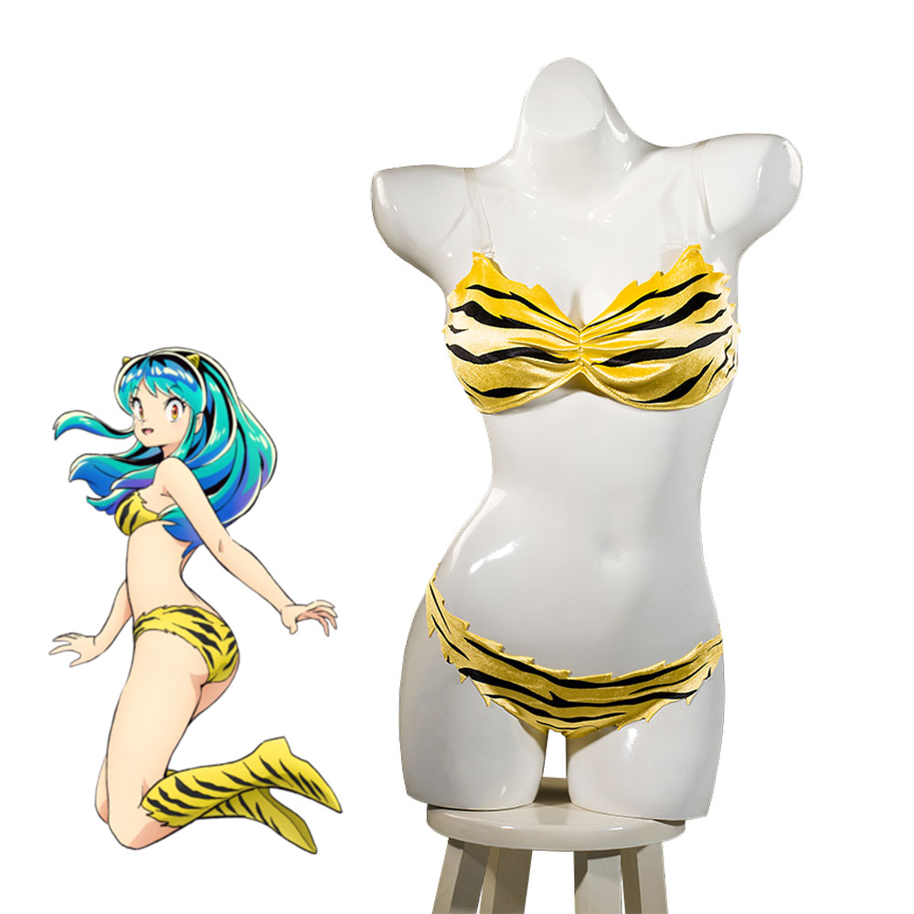 Anime Urusei Yatsura Lum Cosplay Costume Yellow Swimwear Bikini