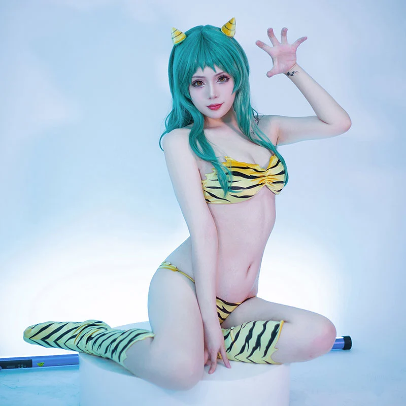 Urusei Yatsura Lum Cosplay Costume Yellow Swimwear Bikini Set In Stock Takerlama