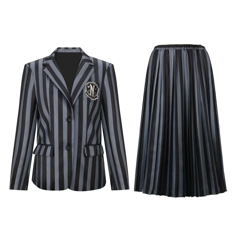 The Addams Family Wednesday Addams Nevermore Academy Black School Uniform Long Skirt