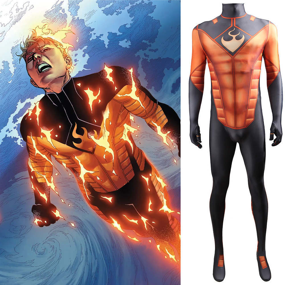 Fantastic Four Human Torch Cosplay Costume  Johnny Storm Jumpsuit
