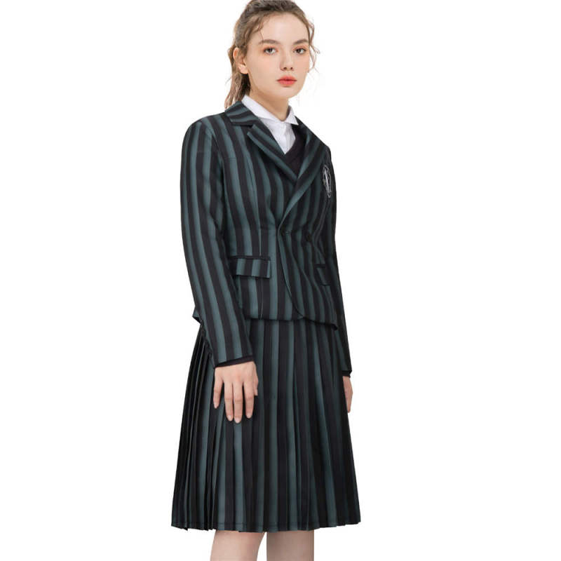 Nevermore Academy Black School Uniform Wednesday Addams Cosplay Costume Takerlama