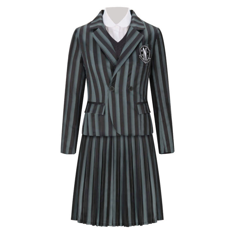 Nevermore Academy Black School Uniform Wednesday Addams Cosplay Costume Takerlama