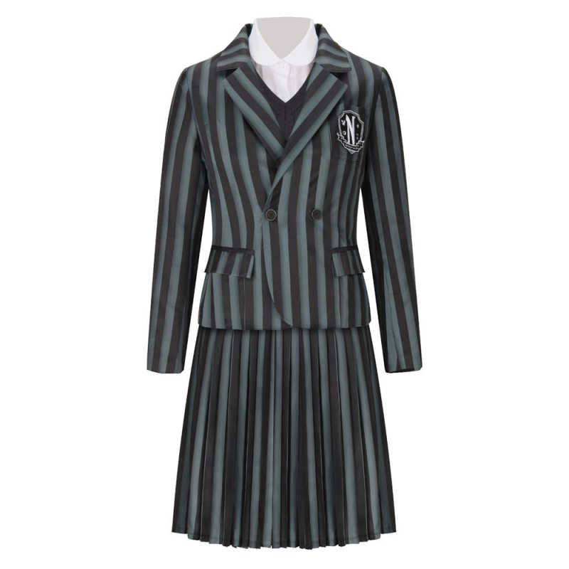 Nevermore Academy Black School Uniform Wednesday Addams Cosplay Costume Takerlama