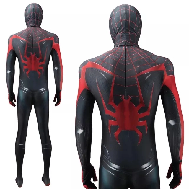 Spider-Man 2 Miles Morales Cosplay Costume Superhero Jumpsuit Mask