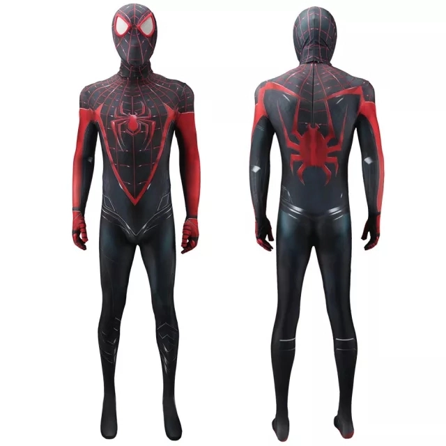 Spider-Man 2 Miles Morales Cosplay Costume Superhero Jumpsuit Mask