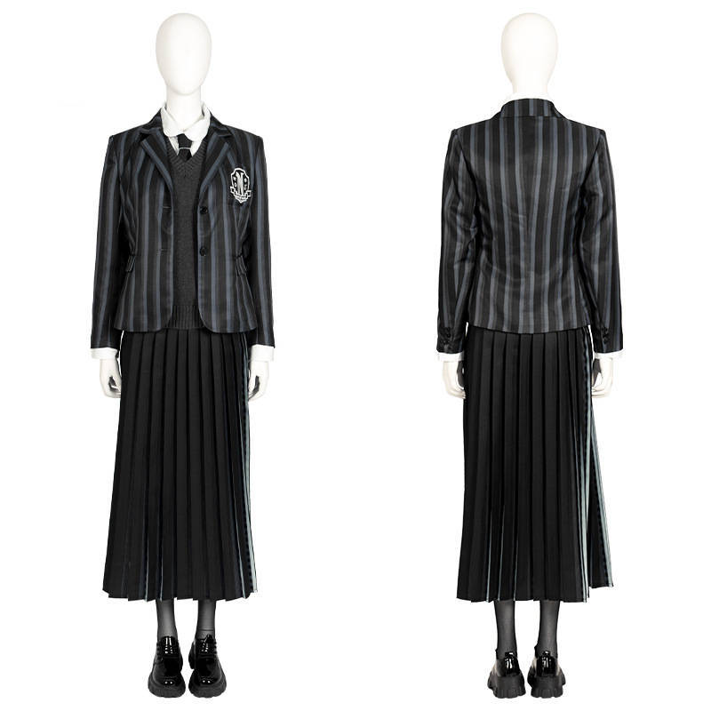 Nevermore Academy Uniform Wednesday Addams Cosplay Costume Takerlama (Available After Halloween)