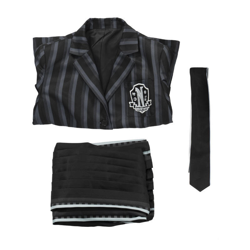 Nevermore Academy Uniform Wednesday Addams Cosplay Costume Takerlama (Available After Halloween)