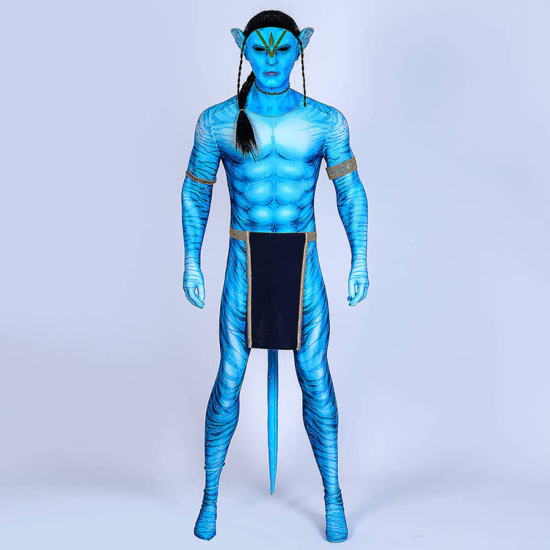 Avatar 2 Jake Sully Cosplay Costume Jumpsuit Mask Men S M 2XL In Stock Takerlama