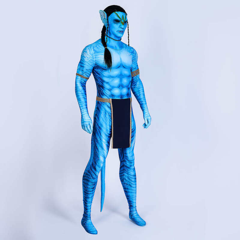 Avatar 2 Jake Sully Cosplay Costume Jumpsuit Mask Men S M 2XL In Stock Takerlama