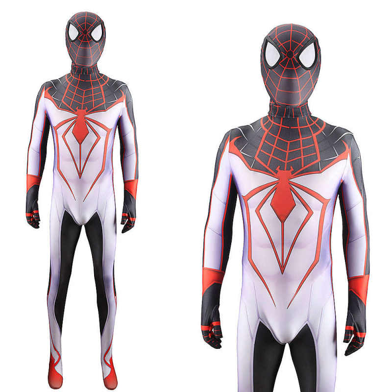 2021 Spider-man Miles Morales Jumpsuit Spiderman Cosplay Costume Adult  Halloween