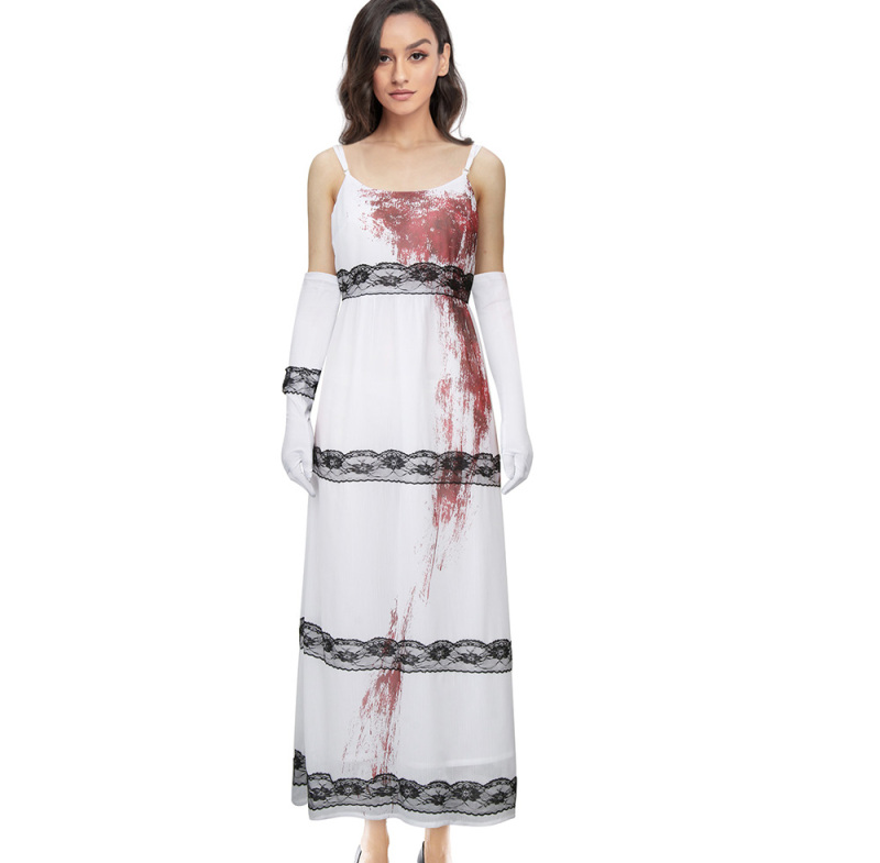 Jennifer Bloody White Dress Cosplay Outfits-Jennifer's Body In Stock-Takerlama