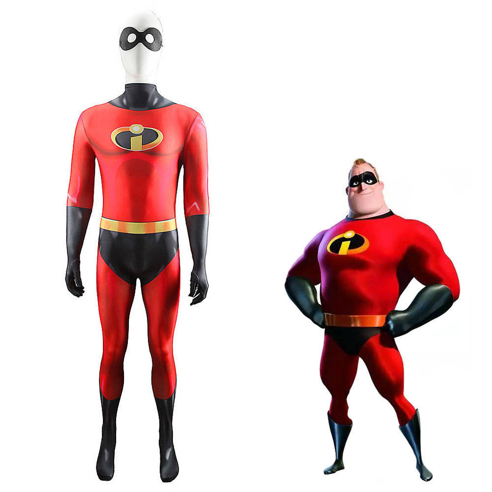 Mr.Incredible Bob Parr Cosplay Costume Disney The Incredibles Jumpsuit With Mask
