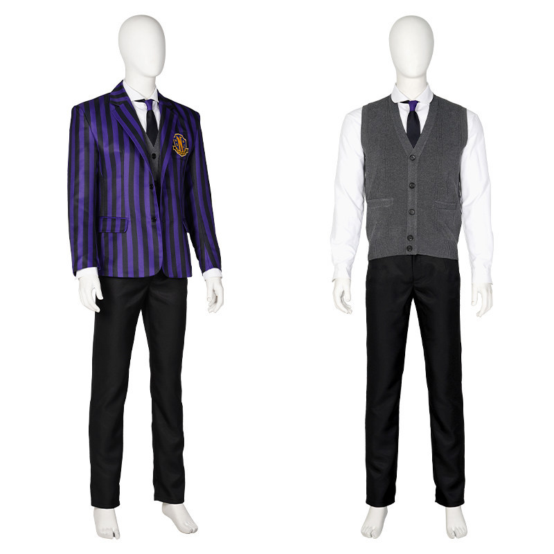 Men Nevermore Academy Purple School Uniform The Addams Family Wednesday Costume