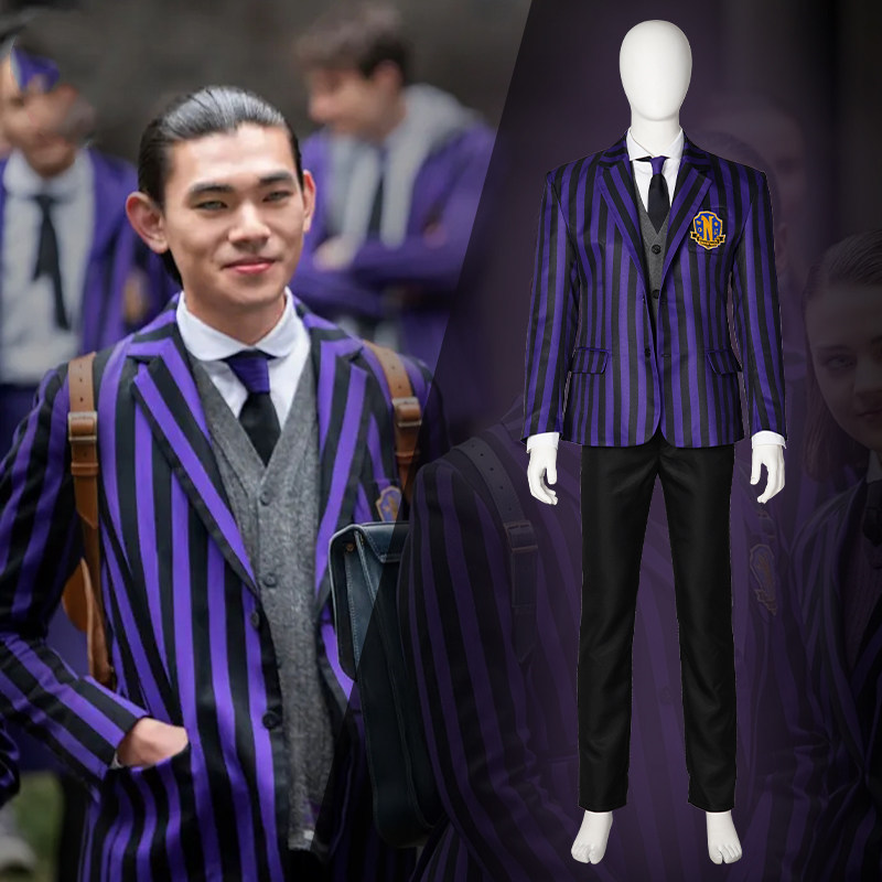 Men Nevermore Academy Purple School Uniform The Addams Family Wednesday Costume