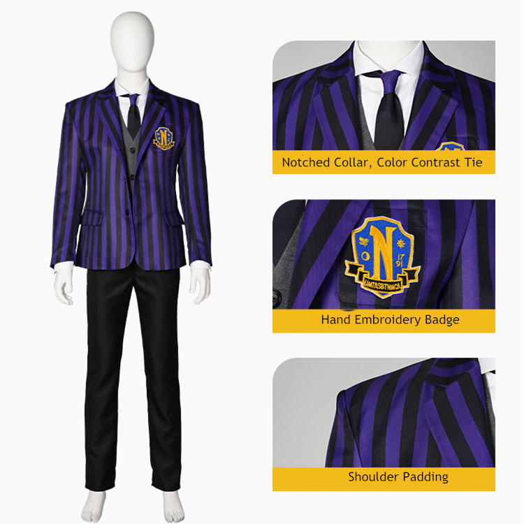 Men Nevermore Academy Purple School Uniform The Addams Family Wednesday Costume