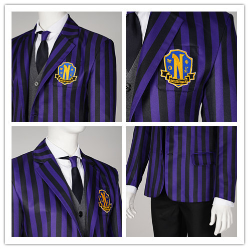 Men Nevermore Academy Purple School Uniform The Addams Family Wednesday Costume