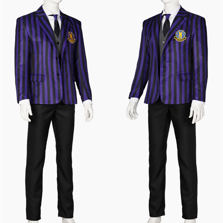 Men Nevermore Academy Purple School Uniform The Addams Family Wednesday Costume