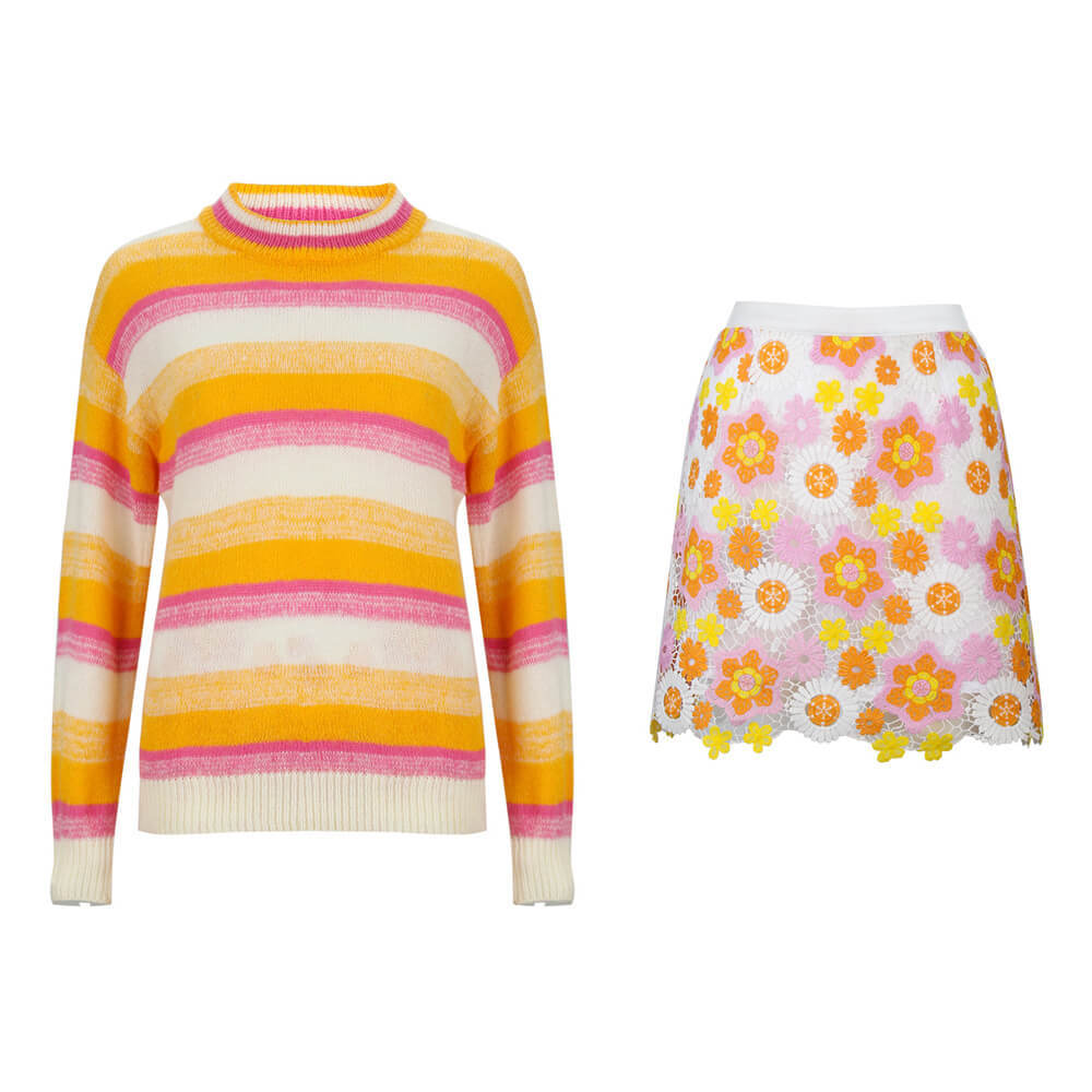 Women Enid Sinclair Cosplay Costume Pink Ombre Sweater With Mini Dress In Stock-Takerlama