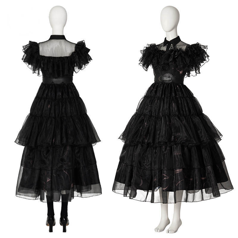 Adult Black Cosplay Costume Merlina Lolita Dress Shoes In Stock Takerlama