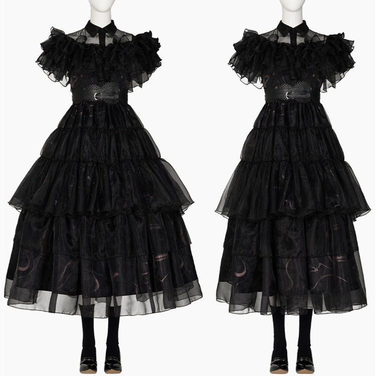 Adult Black Cosplay Costume Merlina Lolita Dress Shoes In Stock Takerlama