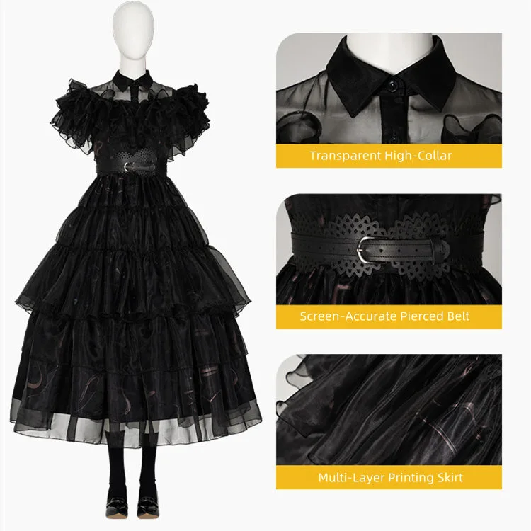 Adult Black Cosplay Costume Merlina Lolita Dress Shoes In Stock Takerlama
