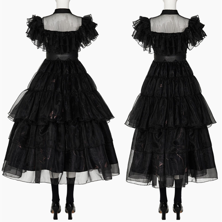 Adult Black Cosplay Costume Merlina Lolita Dress Shoes In Stock Takerlama