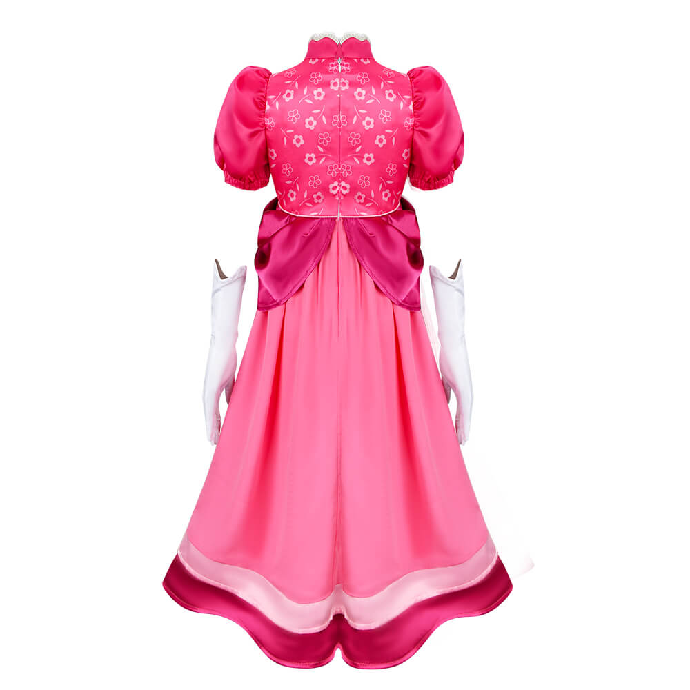 Takerlama Super Mario Princess Peach Cosplay Costume Dress Crown
