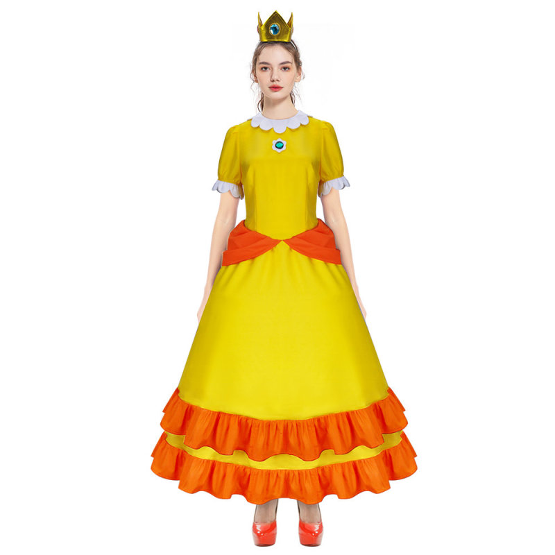 Super Mario Princess Daisy Cosplay Costume Dress