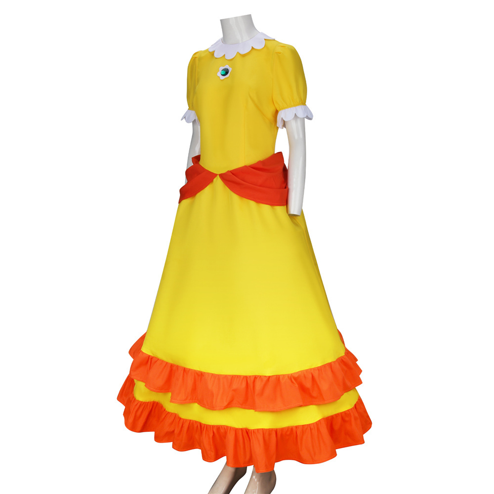 Super Mario Princess Daisy Cosplay Costume Dress