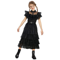 Kids Addam Dance Dress Party Costume Black Lolita Merlina Dress(Ready to Ship)