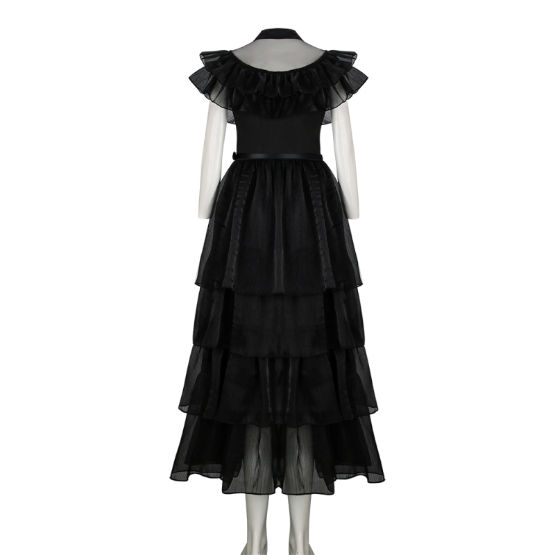 Adult Wednesday Addams Dance Dress Party Costume Black Lolita Merlina Dress In Stock Takerlama