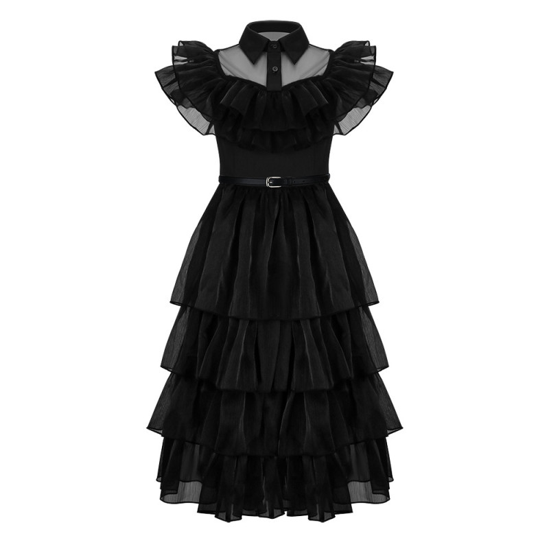 Kids Addam Dance Dress Party Costume Black Lolita Merlina Dress(Ready to Ship)