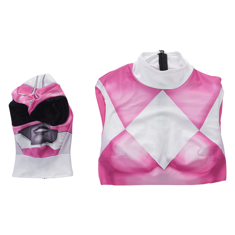 Mighty Morphin Power Rangers Pink Ranger Cosplay Costume Superhero Jumpsuit