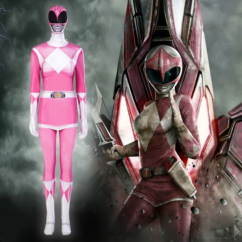 Mighty Morphin Power Rangers Pink Ranger Cosplay Costume Superhero Jumpsuit