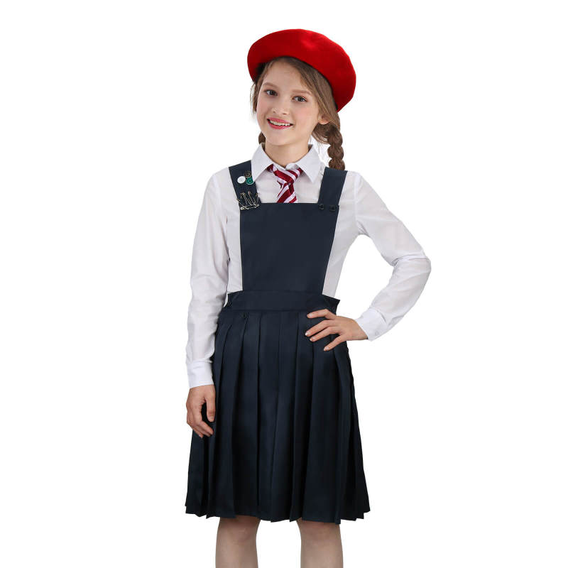 Girls Matilda the Musical Red-Beret Girl Cosplay Costume Hortensia Roald Dahl’s Outfits