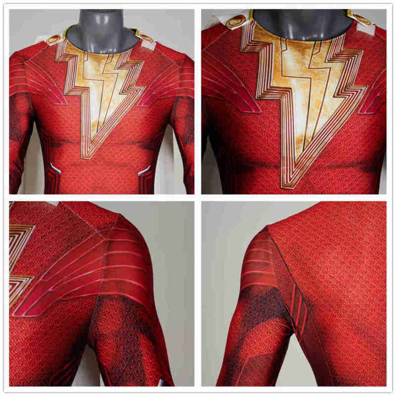 New Billy Batson Cosplay Costume Shazam 2 Fury of the Gods Zentai Suit In Stock Takerlama