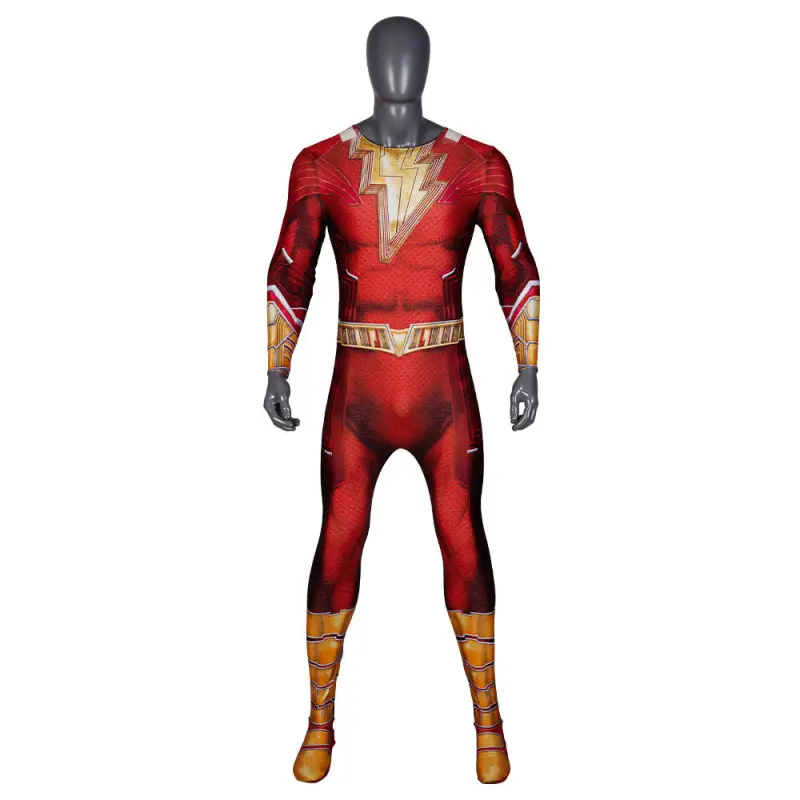 New Billy Batson Cosplay Costume Shazam 2 Fury of the Gods Zentai Suit In Stock Takerlama