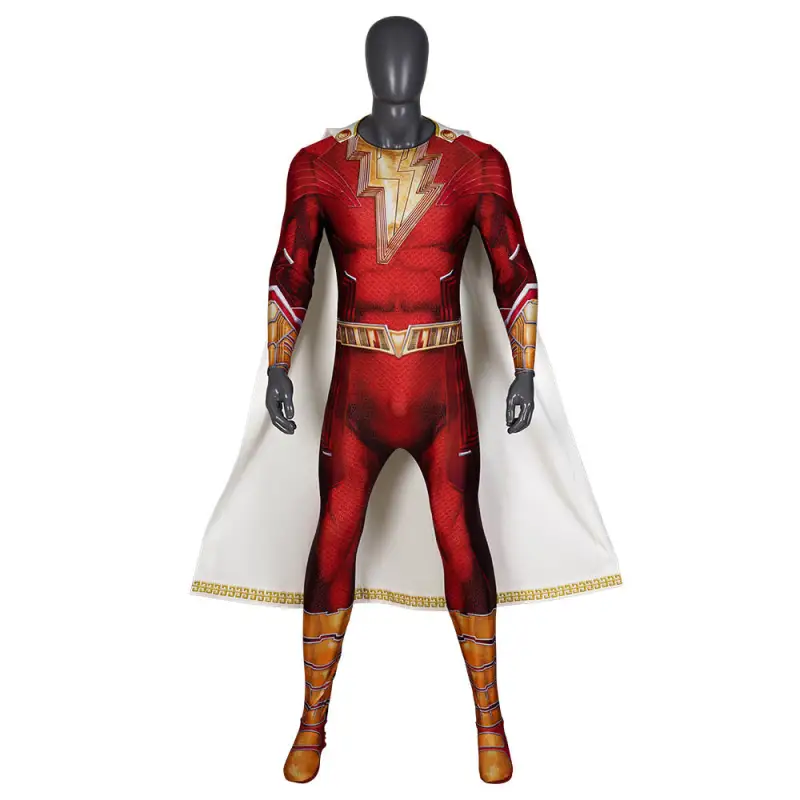 New Billy Batson Cosplay Costume Shazam 2 Fury of the Gods Zentai Suit In Stock Takerlama