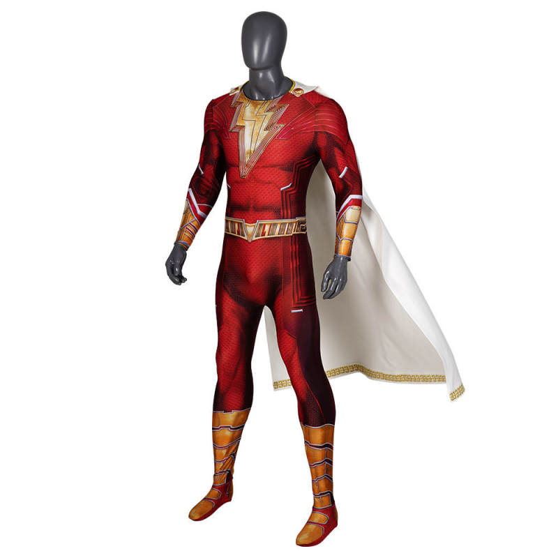 New Billy Batson Cosplay Costume Shazam 2 Fury of the Gods Zentai Suit In Stock Takerlama