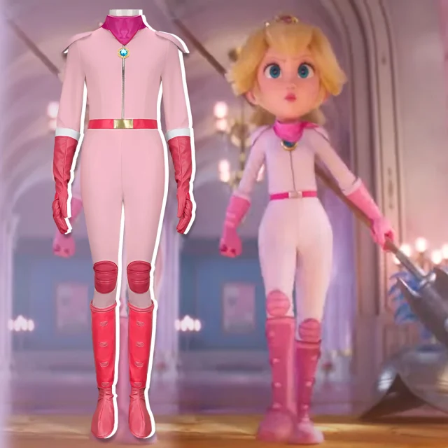 Takerlama Princess Peach Jumpsuit The Super Mario Bros. Movie Princess Pink Cosplay  Costume BikeSuit Racing Outfits (Ready To Ship)