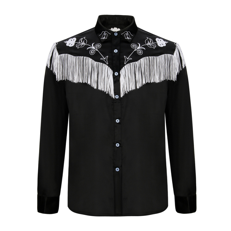 Ken Black White Cowboy Ensemble With Fringe Men's Disco Costumes In Stock