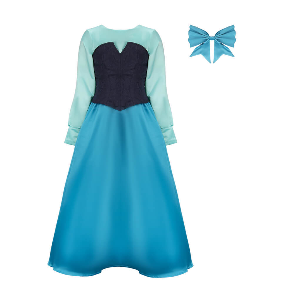 Kids The Little Mermaid Dress Ariel Princess Blue Seamaid Cospaly Costume In Stock