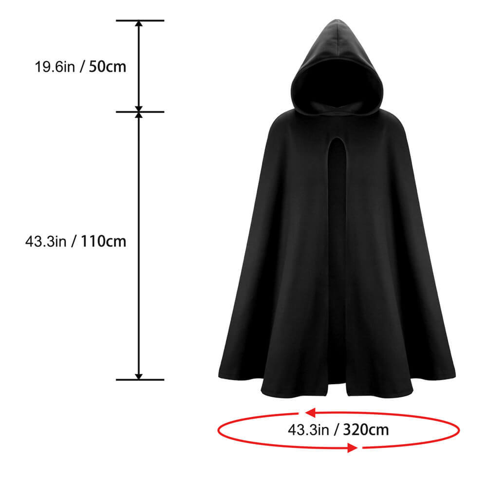 Black Hobbit Costume Renaissance Hooded Cape Witch Cloak Medieval Halloween Costume In Stock Takerlama